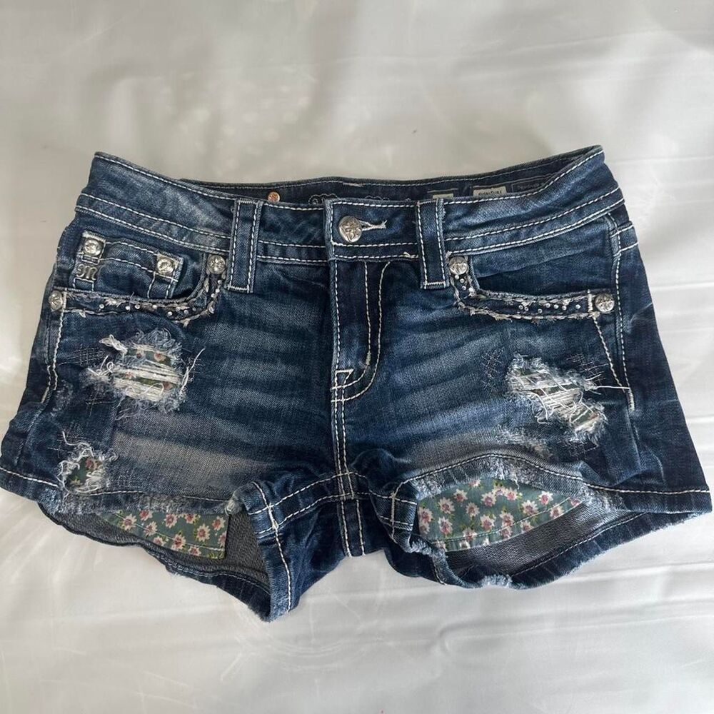 Miss-me Women's Navy and Blue Shorts